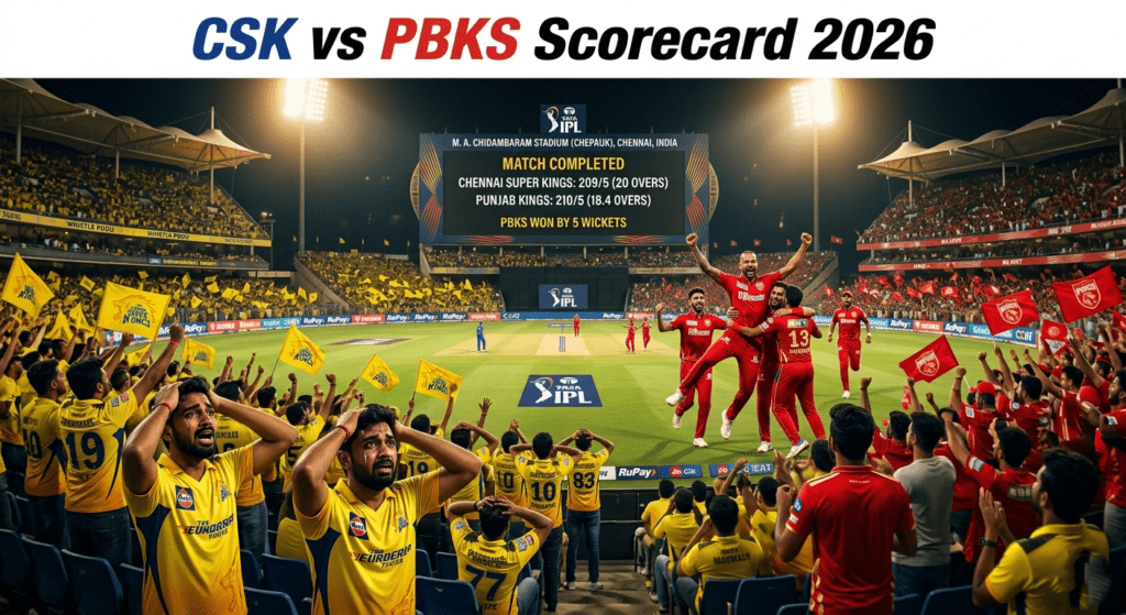 CSK vs PBKS Scorecard 2026 – क्या चेपॉक का किला अब कमजोर पड़ चुका है?